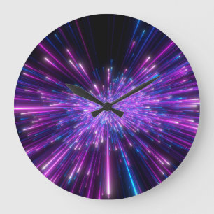 Neon Galaxy Kosmischer Abstrakter Hintergrund Große Wanduhr