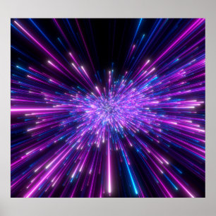 Neon Galaxy Kosmischer Abstrakter Hintergrund Poster