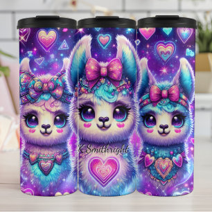 Neon Galaxy Llama Trio mit Herz Thermosbecher