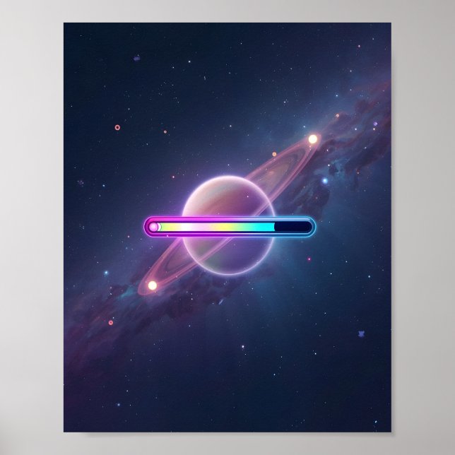 Neon Galaxy Loading Planet Poster (Vorne)