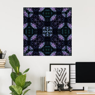 Neon Galaxy Mandala mit futuristischem Glühen Poster