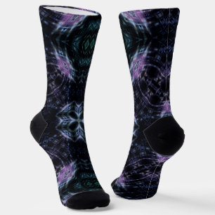 Neon Galaxy Mandala mit futuristischem Glühen Socken