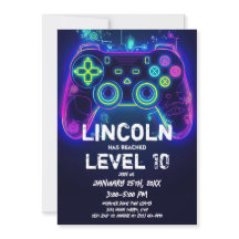 Neon Gamer Arcade Video Game Level Up Geburtstag