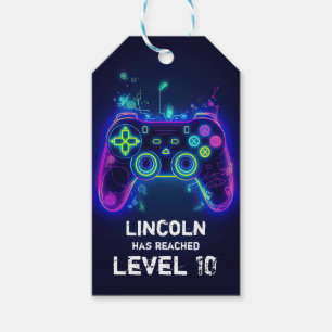 Neon Gamer Arcade Video Game Level Up Geburtstag Geschenkanhänger