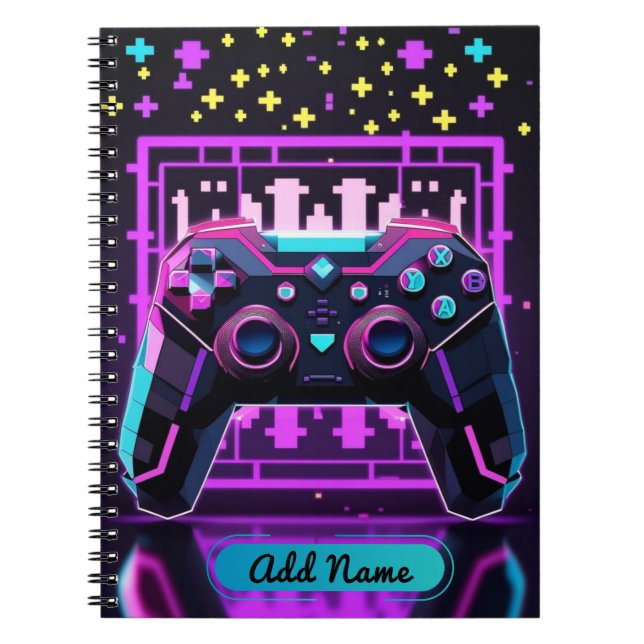 Neon Gamer Controller-Notebook - bedienerfähiger N Notizblock (Vorderseite)