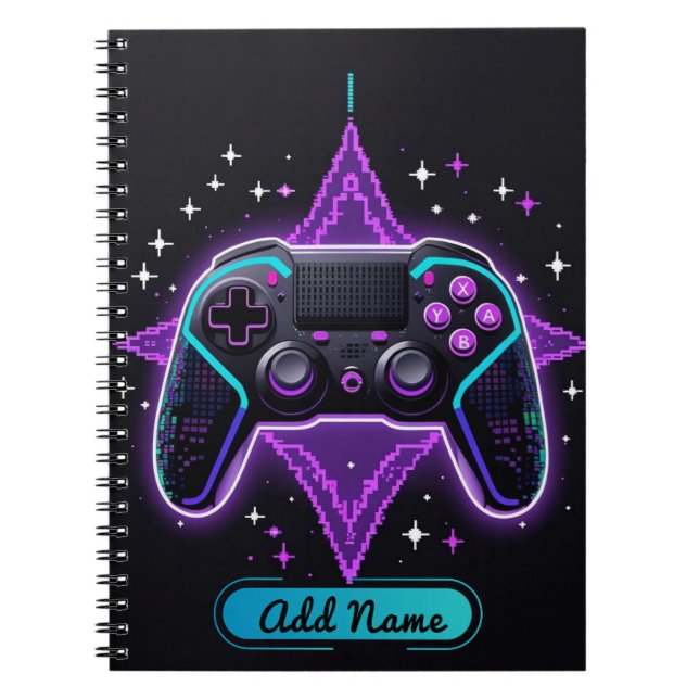 Neon Gamer Controller-Notebook - bedienerfähiger N Notizblock (Vorderseite)