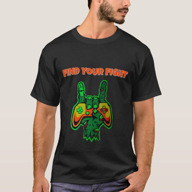Neon-Gamer-Hand-Controller-Kunst T-Shirt (Vorderseite)