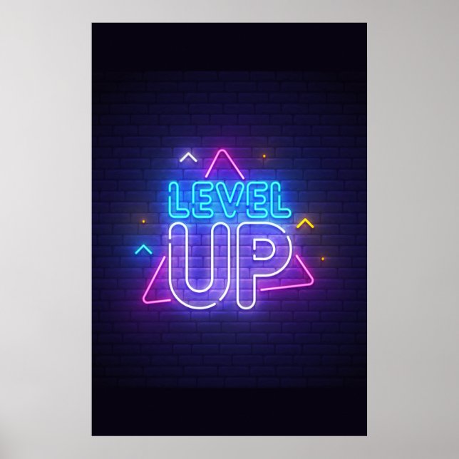 Neon Gamer Level Up Poster (Vorne)
