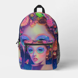 Neon Garden Goddess Bedruckter Rucksack