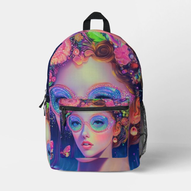 Neon Garden Goddess Bedruckter Rucksack (Vorderseite)