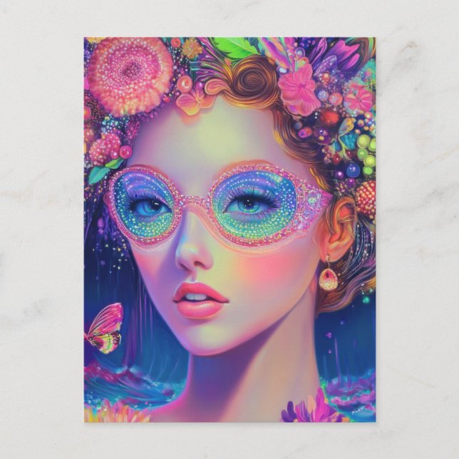 Neon Garden Goddess Postkarte (Vorderseite)