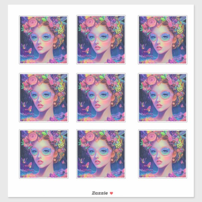 Neon Garden Goddess Sticker (Blatt)