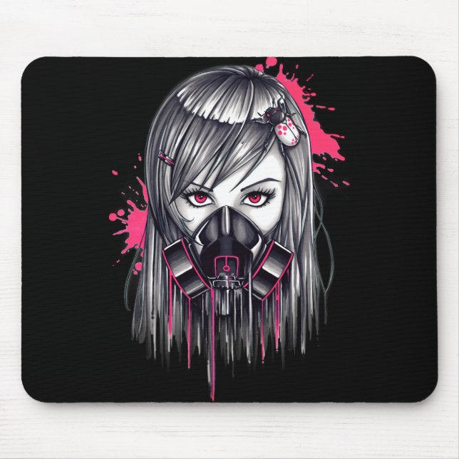 Neon Gas Mask Girl Mousepad (Vorne)