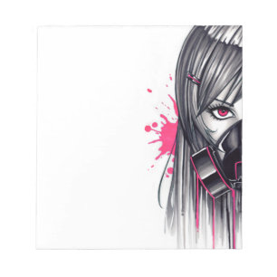 Neon Gas Mask Girl Notizblock