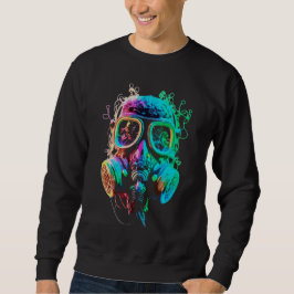 Neon Gas Mask: Vibrant Chaos Art Sweatshirt