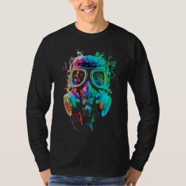 Neon Gas Mask: Vibrant Chaos Art T-Shirt