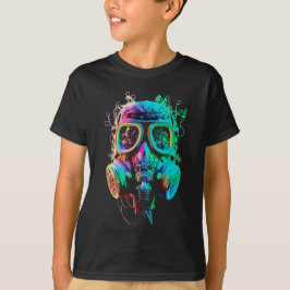 Neon Gas Mask: Vibrant Chaos Art T-Shirt