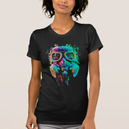 Neon Gas Mask: Vibrant Chaos Art T-Shirt