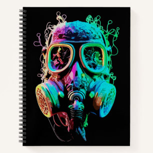 Neon-Gasmaske: Vibrant Chaos Art Notizbuch