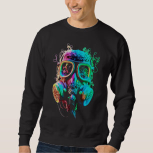 Neon-Gasmaske: Vibrant Chaos Art Sweatshirt