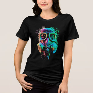 Neon-Gasmaske: Vibrant Chaos Art Tri-Blend Shirt