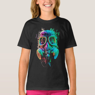 Neon-Gasmaske: Vibrante Chaos-Kunst T-Shirt