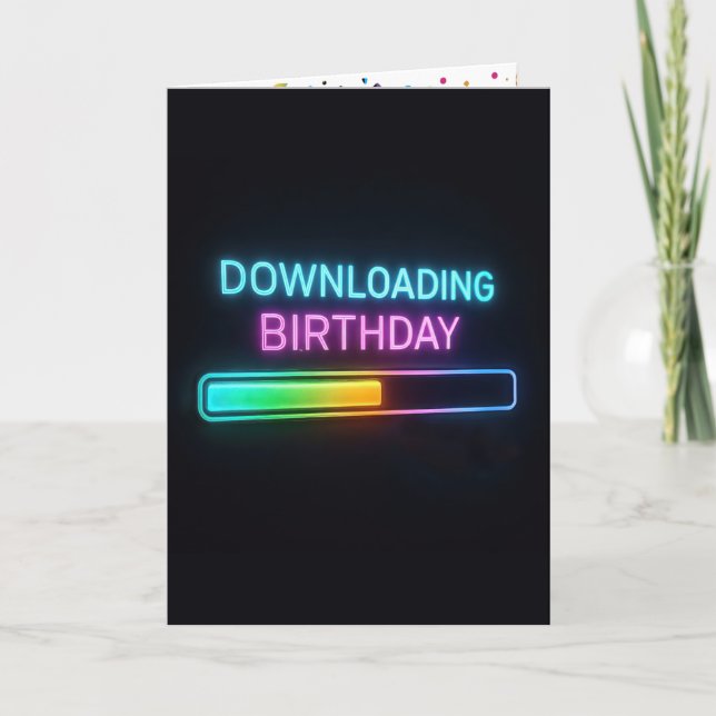 Neon-Geburtstags-Computer-Downloadleiste Karte (Vorderseite)