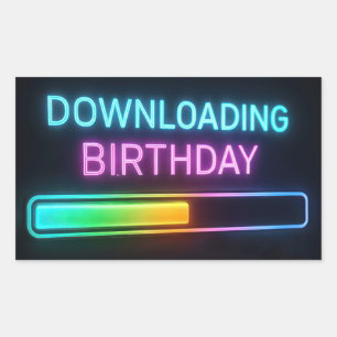 Neon-Geburtstags-Computer-Downloadleiste Rechteckiger Aufkleber