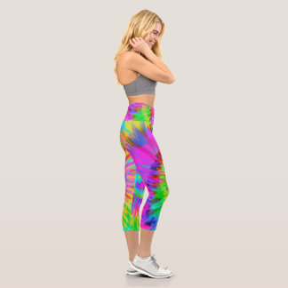 Neon Gefärbte Krawatte Swirl High Waisted Capris