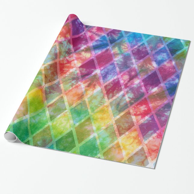 Neon Gefärbte Krawatte Watercolor Harlequin Geschenkpapier (Ungerollt)
