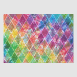 Neon Gefärbte Krawatte Watercolor Harlequin Raute Seidenpapier