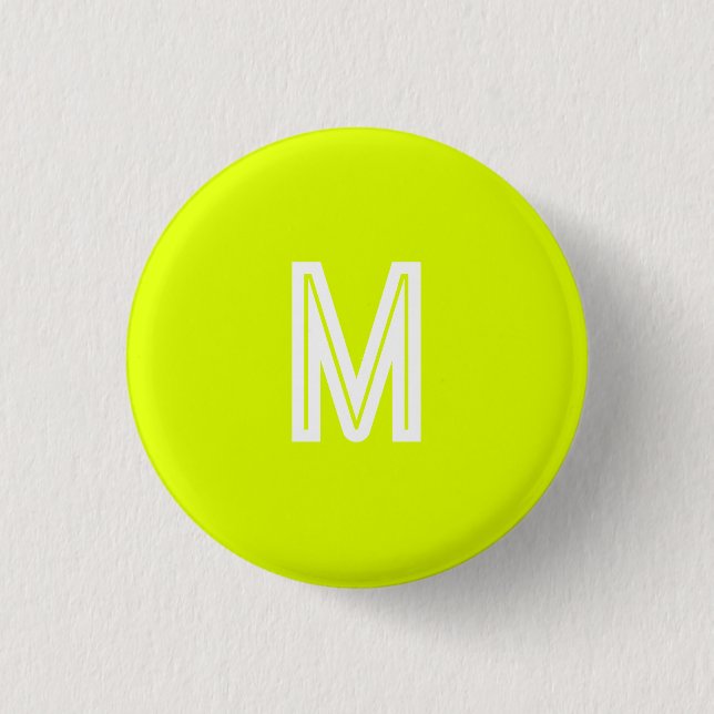 Neon Gelb - Monogramm hinzufügen Button (Vorderseite)