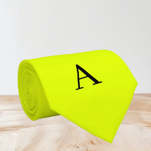Neon Gelb Retro Monogramm Fluoreszierend Hell Krawatte