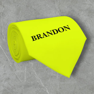 Neon Gelb Retro Monogramm Fluoreszierend Hell Krawatte
