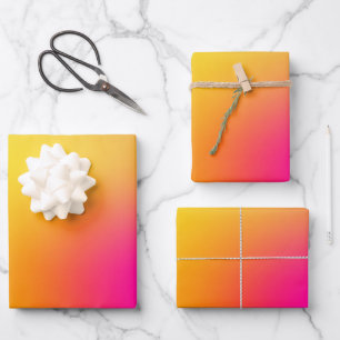 Neon Gelb und Rosa Geschenkpapier Set