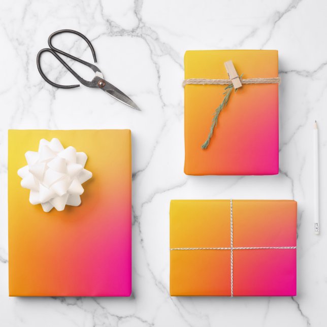 Neon Gelb und Rosa Geschenkpapier Set (Vorderseite)