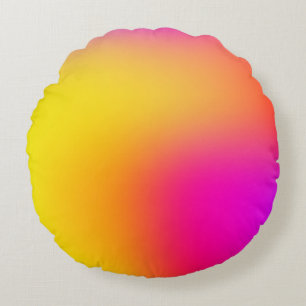 Neon Gelb und Rosa Rundes Kissen