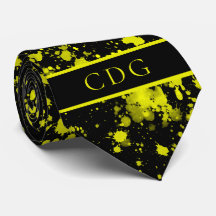 Neon Gelbe Farbspritzer Monogramm Retro