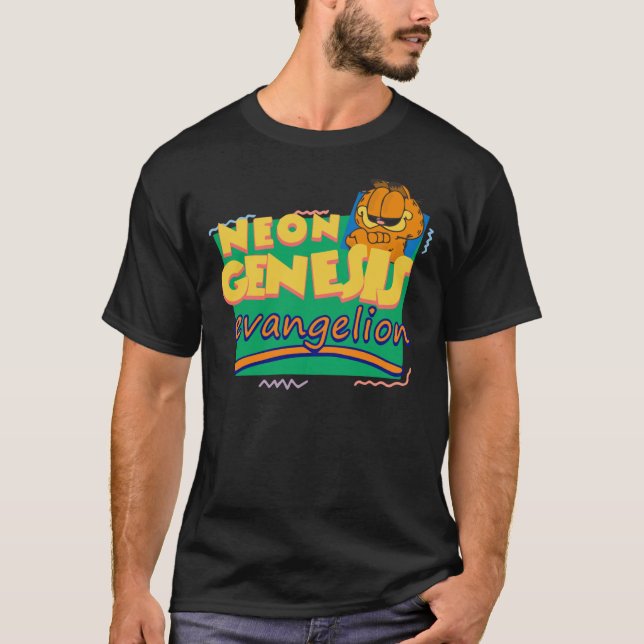 Neon Genesis Evangelion trifft Garfield und Freund T-Shirt (Vorderseite)