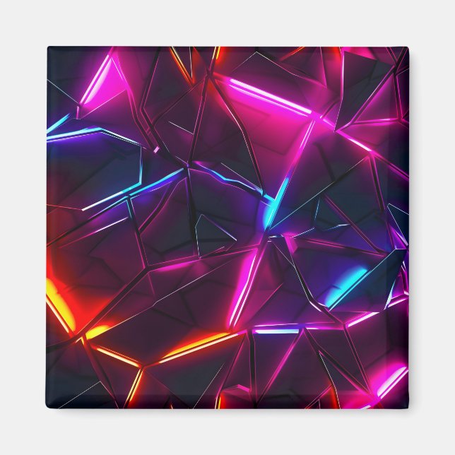 Neon Geometric Abstract Futuristic Cyberpunk Magnet (Vorne)