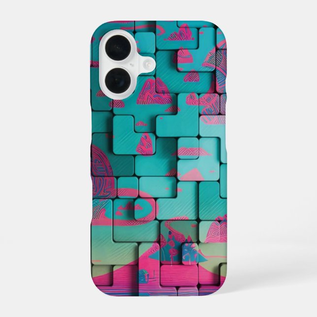 Neon Geometric Abstract _ iPhone case 16 Hülle (Rückseite)