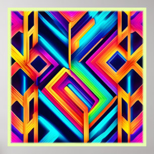 Neon Geometric Abstrakt Art Poster
