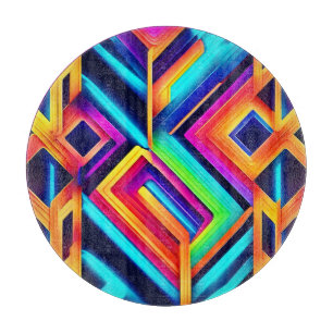Neon Geometric Abstrakt Art Schneidebrett