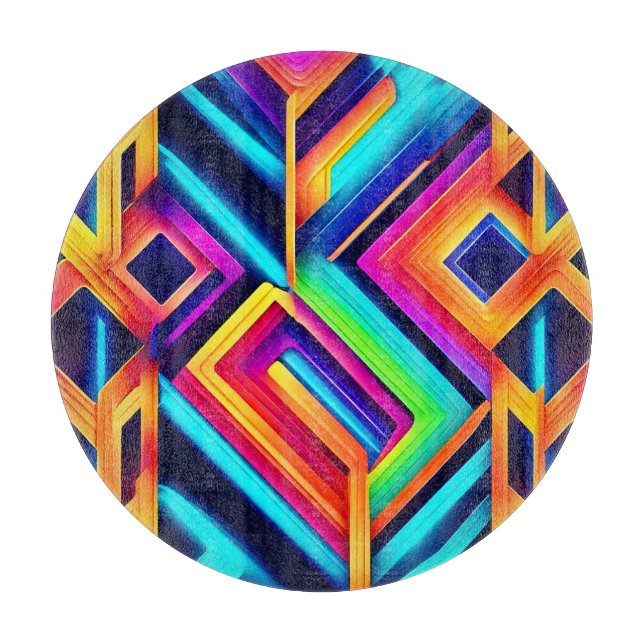 Neon Geometric Abstrakt Art Schneidebrett (Vorderseite)