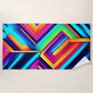 Neon Geometric Abstrakt Art Strandtuch