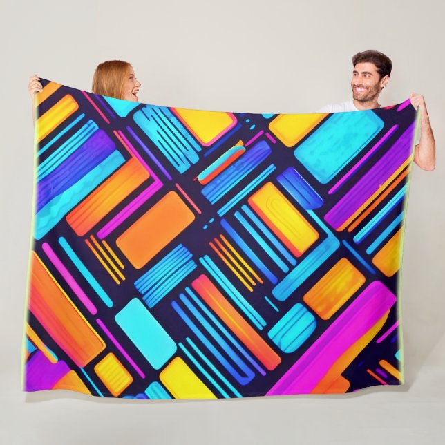 Neon Geometric Abstrakt Fleecedecke (Beispiel)