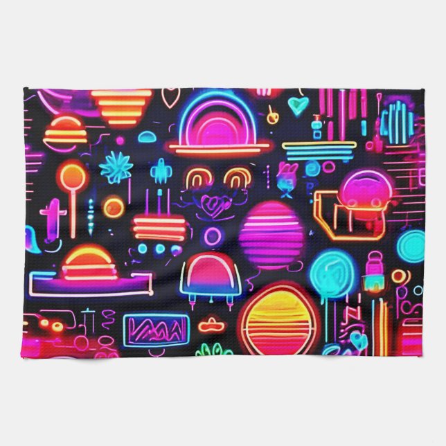 Neon Geometric Abstrakt Geschirrtuch (Horizontal)