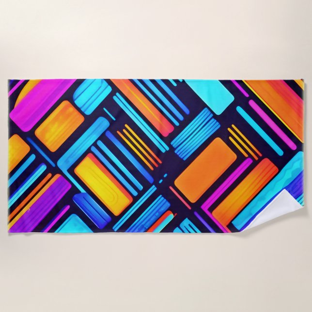 Neon Geometric Abstrakt Strandtuch (Vorderseite)