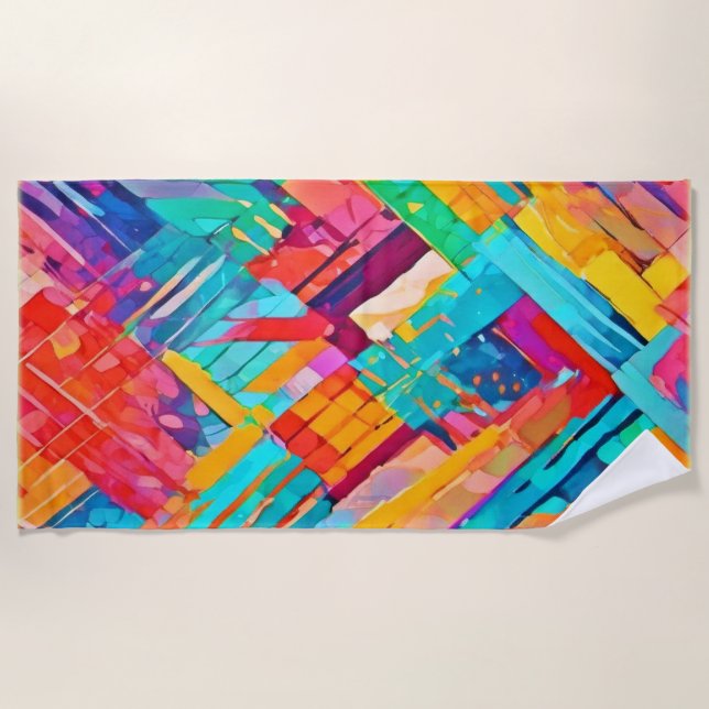 Neon Geometric Dreamscape Strandtuch (Vorderseite)