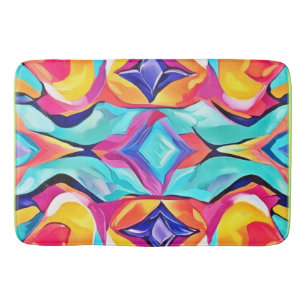 Neon Geometric Fusion Art Badematte